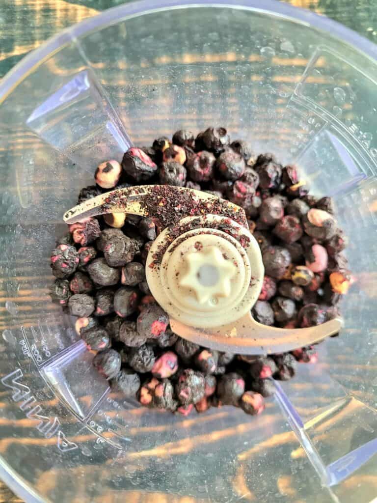 grinding freeze dried blueberries